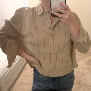 Cropped Tan & Black Blouse